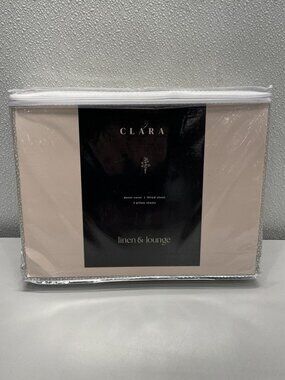 Linen & Lounge Clara Duvet Cover, Fitted Sheet, And 2 Pillow Shams Set Taupe